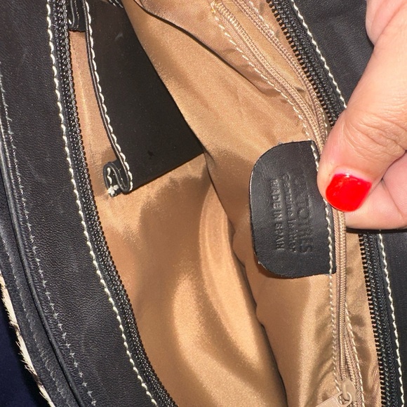 _Fortuna Valentino double handle animal print shoulder bag leather size 7H X 13L - Picture 6 of 16